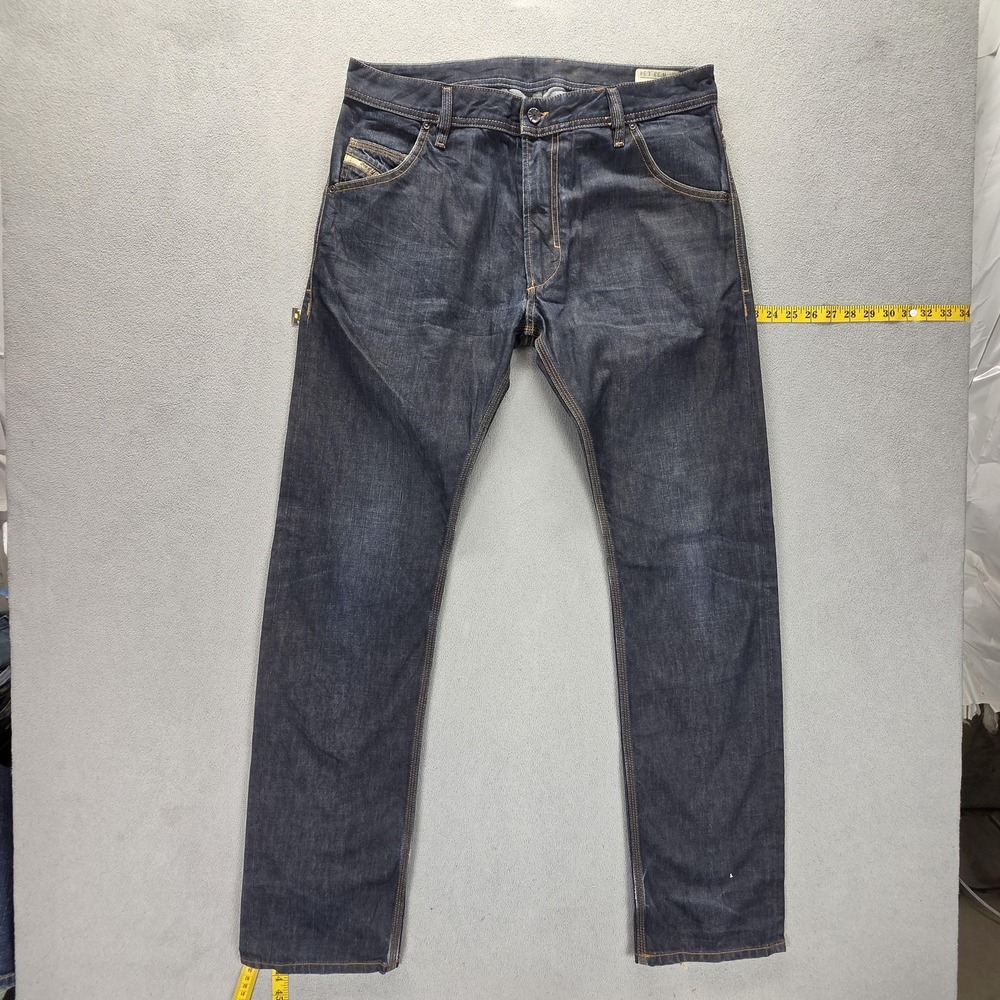 Diesel Jeans Mens 33x34 Blue Krooley Regular Slim Carrot Made In Italy‎ 0088Z